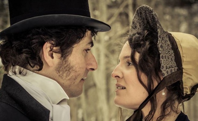 (Ron Newcombe and Jenn Tubrett star in the CBU Boardmore Theatre's upcoming production of Pride and Prejudice - photo: Ashley Harding Photography)