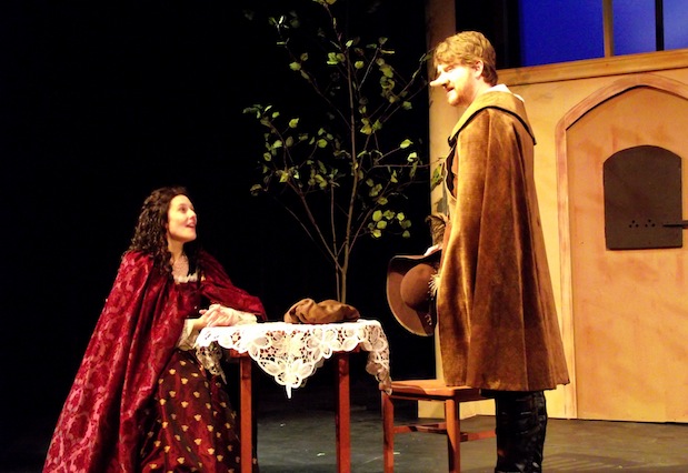 (Jenna Lahey and Mark Delaney star as Roxanne and Cyrano in CBU Boardmore Theatre's new production of Cyrano de Bergerac - photo: CBU)