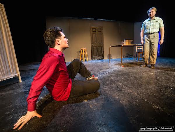 Pat Wallace, the Funniest Man Alive {Nicholas Porteous) and Duncan, The Most Pathetic Man Ever (Wesley J. Colford) in the Highland Art Theatre's production of Punch Up, on stage until Sunday - photo: Chris Walzak