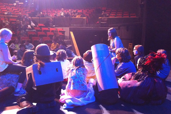 Erin Thompson adjudicating plays from Tuesday night with the 9-10 year old classes of Class Acts Drama School. The Boardmore Youth Theatre Festival continues all week - photo: James F.W. Thompson
