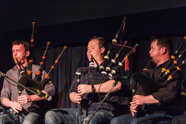 Nuallan, featuring pipers Kenneth MacKenzie, Kevin Dugas, and Keith MacDonald, will release their debut album during Kitchenfest! this year - photo: Gaelic College