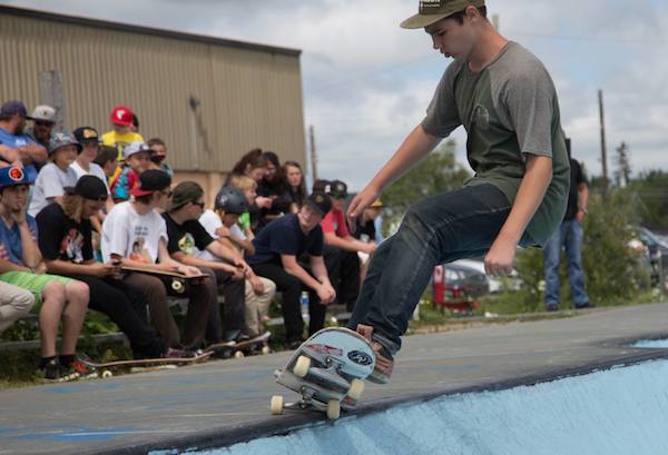 CBRM Skateboard Program instructor Leo O’Donnell at the Ollie Around Pool Party, earlier this month at Island Skatepark - photo: Harry Doyle